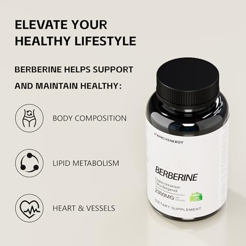 FANCYENERGY Berberin HCl Komplex mit Ceylon-Zimt & Citrus Bergamot – Pflanzliche Kapseln für tägliches Wohlbefinden – 120 vegane Kapseln