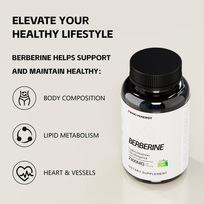 FANCYENERGY Berberin HCl Komplex mit Ceylon-Zimt & Citrus Bergamot – Pflanzliche Kapseln für tägliches Wohlbefinden – 120 vegane Kapseln