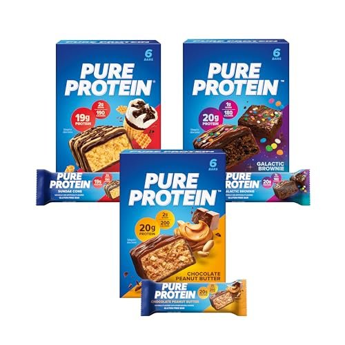 Pure Protein Neuheiten Variety Pack Proteinriegel – 20 g Protein, 3 g Zucker, 190 Kalorien (18er Pack) Zuckerarm* High Protein Snack – Glutenfrei – Perfekt für einen gesunden Snack