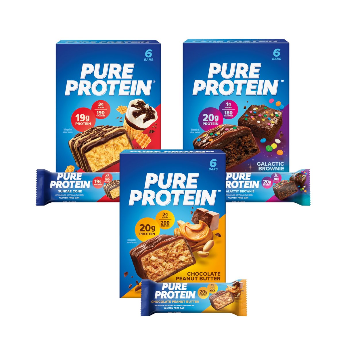 Pure Protein Neuheiten Variety Pack Proteinriegel – 20 g Protein, 3 g Zucker, 190 Kalorien (18er Pack) Zuckerarm* High Protein Snack – Glutenfrei – Perfekt für einen gesunden Snack