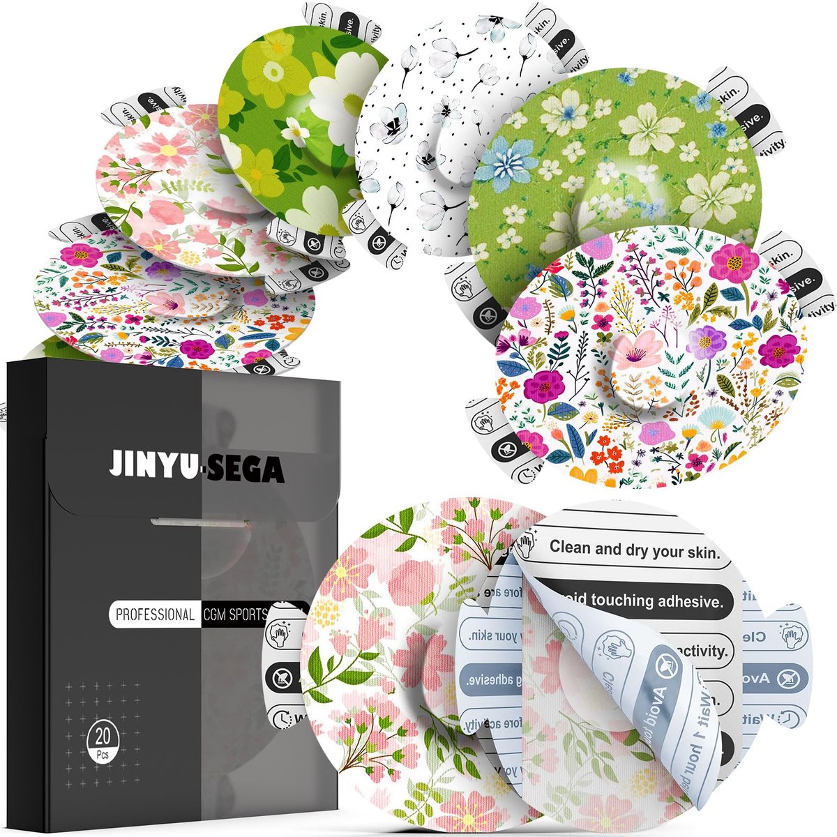 Jinyusega Dexcom G7 Haftpflaster – 20 Stück wasserdichte Overpatches mit Easy-Peel-Tab für 10–14 Tage Halt