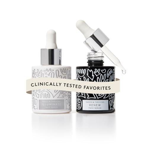 Naked & Thriving Wrinkle-Fighter Set – Renew Resurfacing Night Serum & Illuminate C+ Serum (2x30ml) – Anti-Aging Geschenkset mit Hyaluronsäure und Bakuchiol