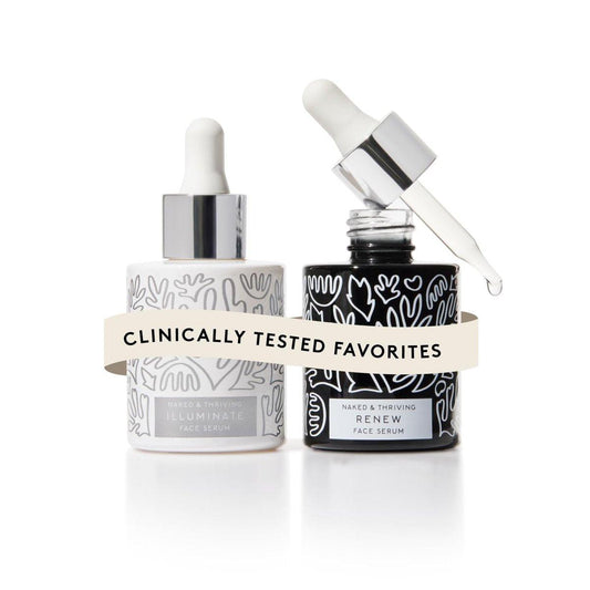 Naked & Thriving Wrinkle-Fighter Set – Renew Resurfacing Night Serum & Illuminate C+ Serum (2x30ml) – Anti-Aging Geschenkset mit Hyaluronsäure und Bakuchiol
