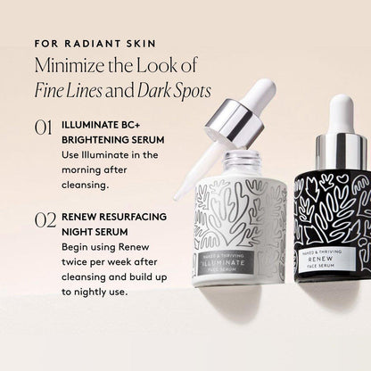 Naked & Thriving Wrinkle-Fighter Set – Renew Resurfacing Night Serum & Illuminate C+ Serum (2x30ml) – Anti-Aging Geschenkset mit Hyaluronsäure und Bakuchiol