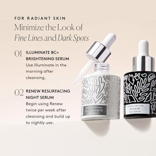 Naked & Thriving Wrinkle-Fighter Set – Renew Resurfacing Night Serum & Illuminate C+ Serum (2x30ml) – Anti-Aging Geschenkset mit Hyaluronsäure und Bakuchiol