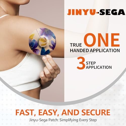 Jinyusega Klebepflaster für G7 – 20 Stück wasserdichte G7 Overpatches mit Easy-Peel-Öse und vorgestanzter Rückseite, CGM-Sensorpflaster für 10–14 Tage, Florish-Design