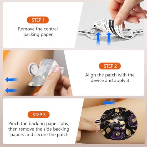 Jinyusega Klebepflaster für G7 – 20 Stück wasserdichte G7 Overpatches mit Easy-Peel-Öse und vorgestanzter Rückseite, CGM-Sensorpflaster für 10–14 Tage, Florish-Design