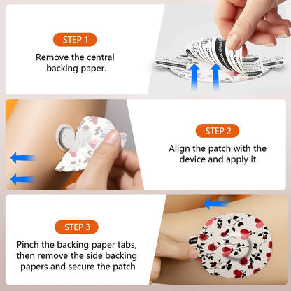Jinyusega Klebepflaster für Dexcom G7 – 20 Stück, wasserdichte CGM-Sensorabdeckung mit Easy-Peel-Laschen, vorgeschnittene Trägerfolie, Nano 360° elastisches Gewebe, Valoria