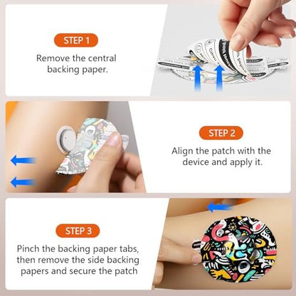 Jinyusega Klebepflaster für G7 – 20 Stück G7 Overpatches wasserdicht, mit Easy-Peel-Tablett vorgestanzte Rückseite, CGM-Sensorband für 10–14 Tage Graffiti