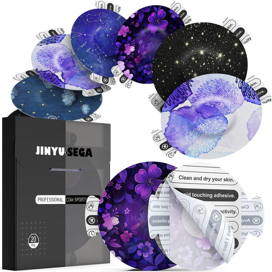Jinyusega Klebepflaster für Dexcom G7 – 20 Stück wasserdichte Overpatches mit Easy-Peel-Tab, vorgeschnittene Rückseite, CGM-Sensorpflaster für 10-14 Tage Sereneglow