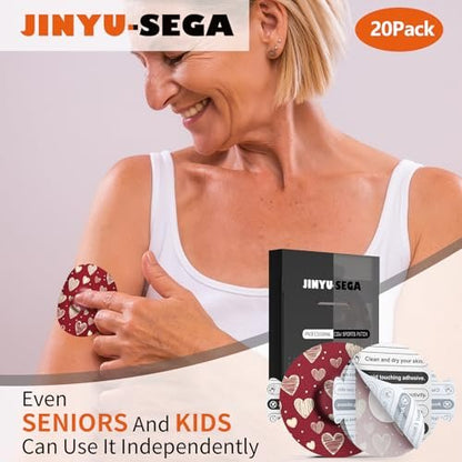 Jinyusega Klebepflaster für Dexcom G7 – 20 Stück, wasserdichte CGM-Sensorabdeckung mit Easy-Peel-Laschen, vorgeschnittene Trägerfolie, Nano 360° elastisches Gewebe, Valoria