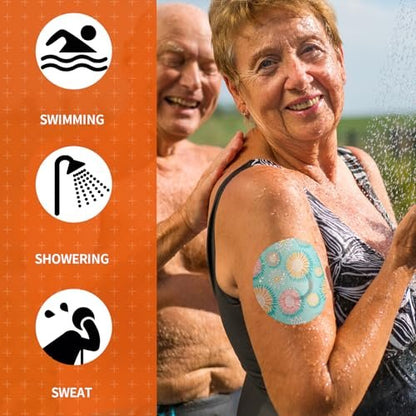 Sensorabdeckungen für Libre 3 wasserdicht – 20 Stück Klebepflaster für Libre 3, mit Easy-Peel-Reiter und vorgeschnittener Rückseite, CGM-Sensor-Klebeband für 10-14 Tage, Blumenmuster