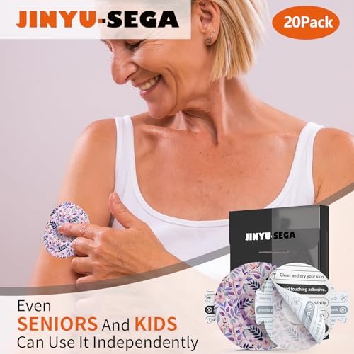 Jinyusega Klebepflaster für Dexcom G7 – 20 Stück wasserdichte CGM-Sensor-Abdeckungen mit Easy-Peel-Tab, vorgeschnittene Rückseite, für 10–14 Tage, Florales Design