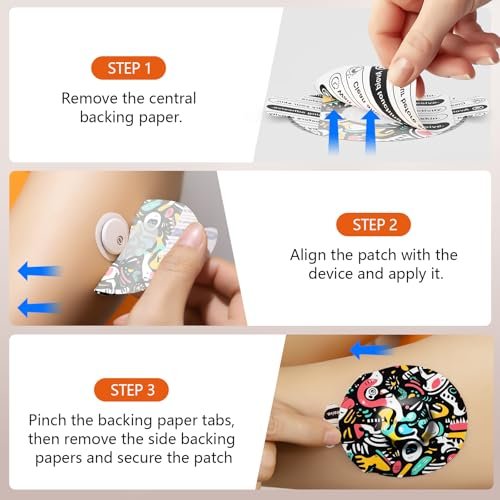 Sensor Covers für Libre 3 wasserdicht – 20 Stück Klebepflaster mit Easy-Peel-Tab, CGM Sensor Aufkleber für 10-14 Tage, Graffiti Design