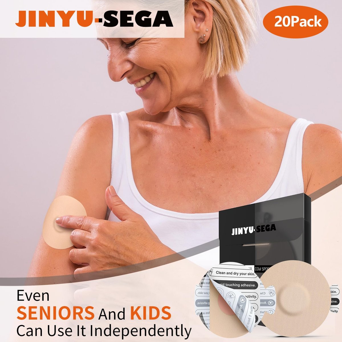 Sensor Covers für Libre 3 wasserdicht – 20 Stück Klebepflaster für Libre 3 mit Easy-Peel Tab, vorgeschnittene Trägerfolie, CGM-Sensor-Tape für 10–14 Tage