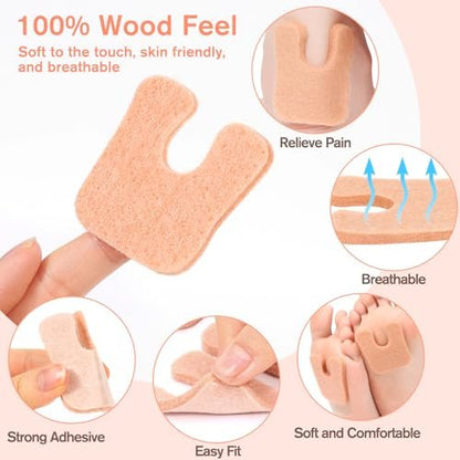 36 Stück U-förmige Hornhautpads, weiche Hühneraugen-Pads für die Fußsohle, Filz-Klebepolster für den Mittelfuß, beige Fersenpolster zur Schmerzlinderung, verhindern Reibung an Schuhen für Damen & Herren