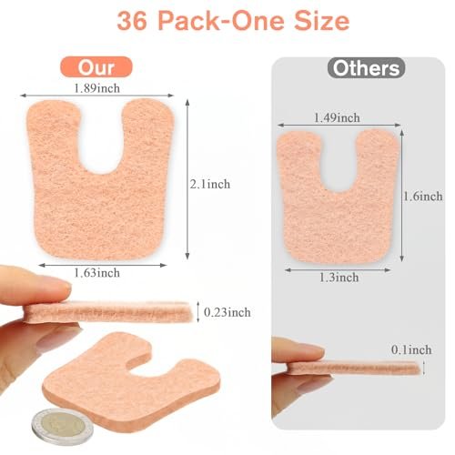 36 Stück U-förmige Hornhautpads, weiche Hühneraugen-Pads für die Fußsohle, Filz-Klebepolster für den Mittelfuß, beige Fersenpolster zur Schmerzlinderung, verhindern Reibung an Schuhen für Damen & Herren