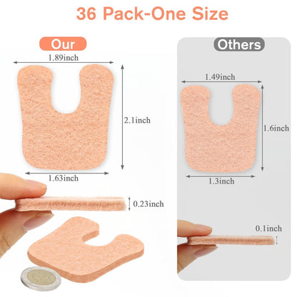 36 Stück U-förmige Hornhautpads, weiche Hühneraugen-Pads für die Fußsohle, Filz-Klebepolster für den Mittelfuß, beige Fersenpolster zur Schmerzlinderung, verhindern Reibung an Schuhen für Damen & Herren
