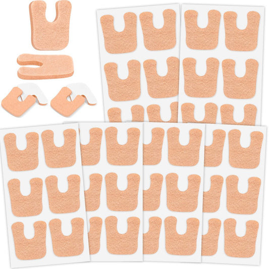 36 Stück U-förmige Hornhautpads, weiche Hühneraugen-Pads für die Fußsohle, Filz-Klebepolster für den Mittelfuß, beige Fersenpolster zur Schmerzlinderung, verhindern Reibung an Schuhen für Damen & Herren