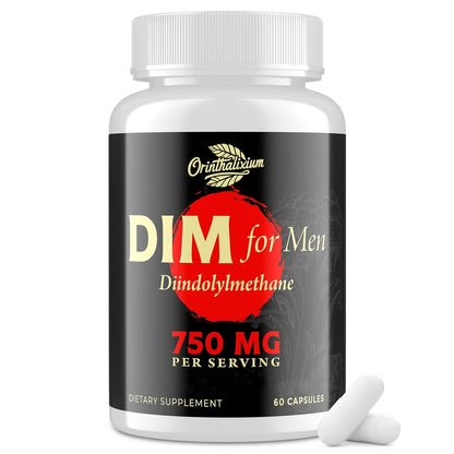 Orinthalixium DIM für Männer 750 mg – Hormonbalance, Östrogenunterstützung, Entgiftung, Vitalität & Fitness – mit Chrysin & Schwarzem Pfefferextrakt, 60 Kapseln