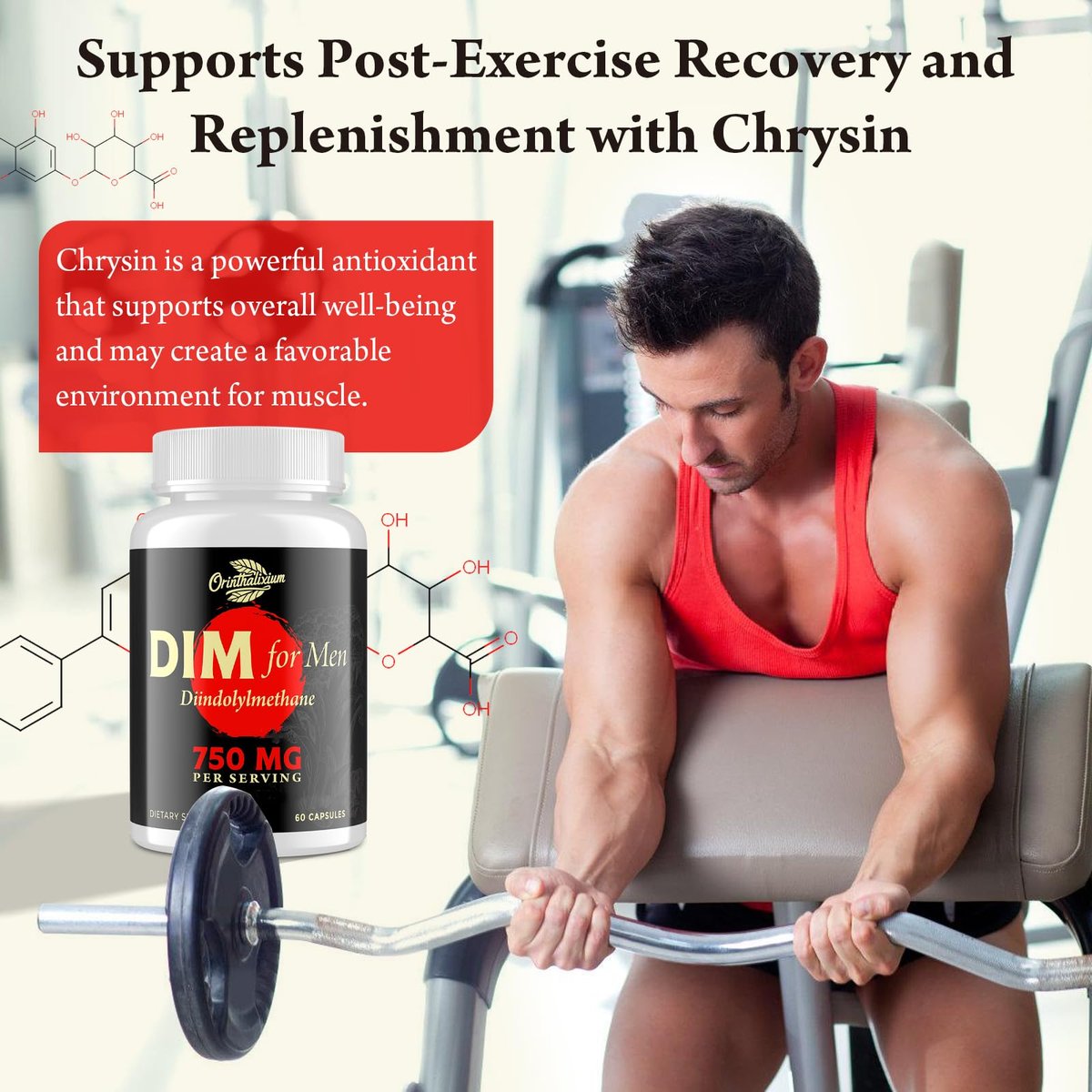Orinthalixium DIM für Männer 750 mg – Hormonbalance, Östrogenunterstützung, Entgiftung, Vitalität & Fitness – mit Chrysin & Schwarzem Pfefferextrakt, 60 Kapseln