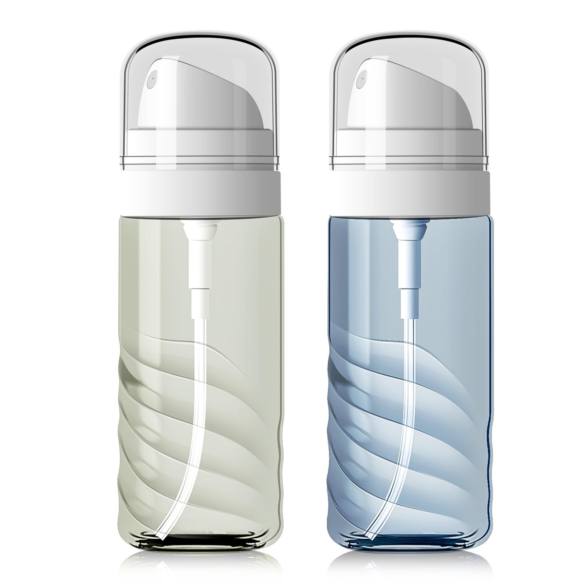 Yolaist 2er-Pack 60 ml Sprühflasche, kleine nachfüllbare Reisesprühflasche für Haare, Reinigung, Schönheit, Feinsprühnebel, auslaufsicher, hellblau und hellgrün