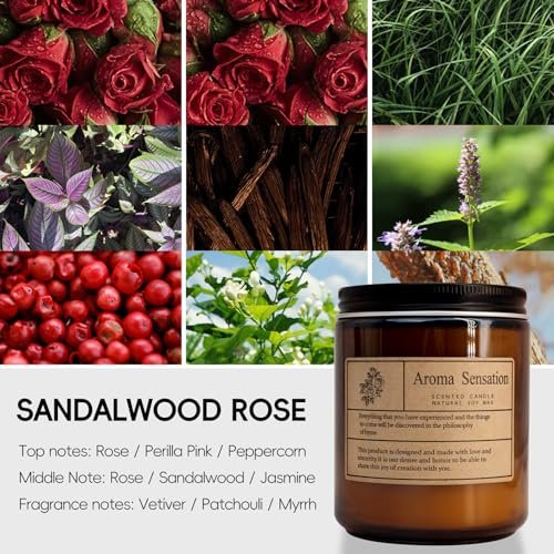ARCASA Bio Sandelholz Rosen Duftkerzen – Ungiftige Sojakerzen für Zuhause, Stressabbau & Meditation (200g)
