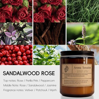ARCASA Bio Sandelholz Rosen Duftkerzen – Ungiftige Sojakerzen für Zuhause, Stressabbau & Meditation (200g)