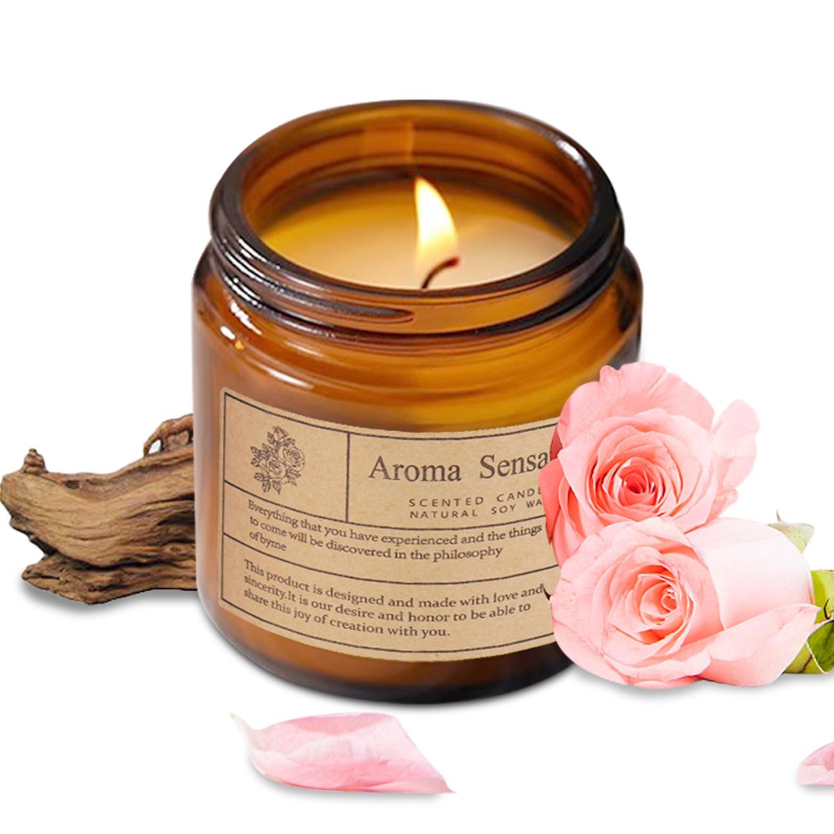 ARCASA Bio Sandelholz Rosen Duftkerzen – Ungiftige Sojakerzen für Zuhause, Stressabbau & Meditation (200g)