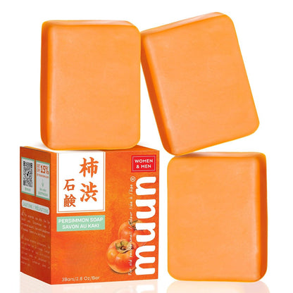 Muun Persimmon Soap 3er-Pack – Geruchskontrolle für Senioren, japanische Deodorant-Seife, Körpergeruch-Entferner, sanfte Tiefenreinigung