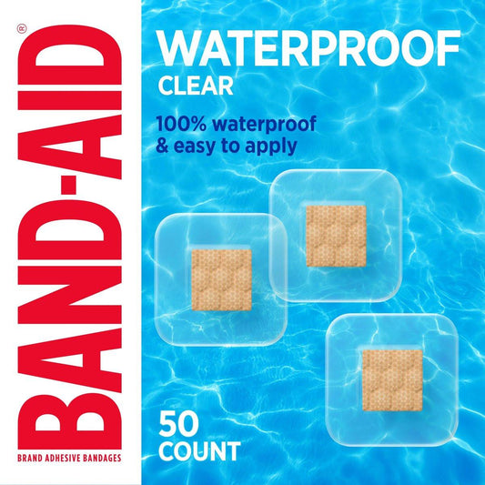 BAND-AID Brand Klare wasserdichte Spot-Pflasterquadrate, sterile wasserdichte Schutz- und Wundversorgung für kleine Schnitte und Schrammen, kleine Spot-Pflaster, Erste-Hilfe-Set unverzichtbar, alle eine Größe, 50 Stück