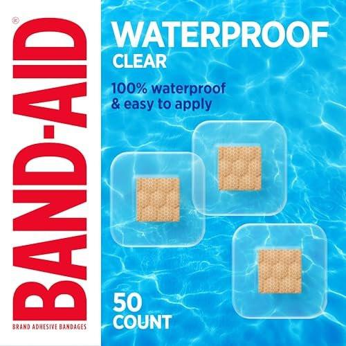 BAND-AID Brand Klare wasserdichte Spot-Pflasterquadrate, sterile wasserdichte Schutz- und Wundversorgung für kleine Schnitte und Schrammen, kleine Spot-Pflaster, Erste-Hilfe-Set unverzichtbar, alle eine Größe, 50 Stück