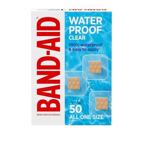 BAND-AID Brand Klare wasserdichte Spot-Pflasterquadrate, sterile wasserdichte Schutz- und Wundversorgung für kleine Schnitte und Schrammen, kleine Spot-Pflaster, Erste-Hilfe-Set unverzichtbar, alle eine Größe, 50 Stück