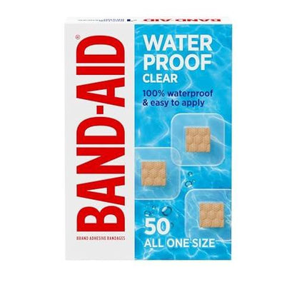BAND-AID Brand Klare wasserdichte Spot-Pflasterquadrate, sterile wasserdichte Schutz- und Wundversorgung für kleine Schnitte und Schrammen, kleine Spot-Pflaster, Erste-Hilfe-Set unverzichtbar, alle eine Größe, 50 Stück
