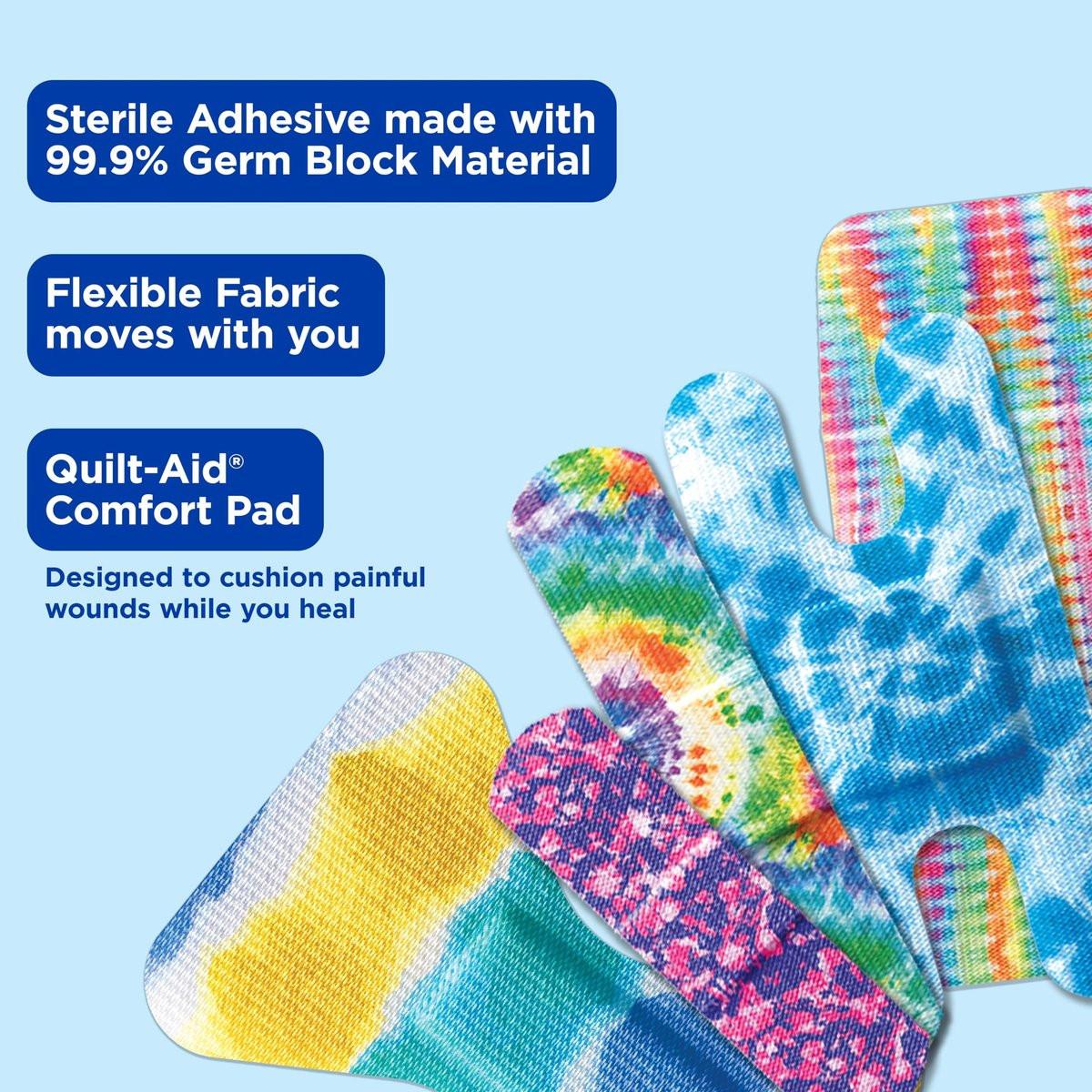 BAND-AID Flexible Fabric Pflaster, Steriler Wundschutz für kleine Schnitte, Schrammen & Verbrennungen, Erste-Hilfe-Set-Essential, lustige Tie-Dye-Designs, verschiedene Größen, 100 Stück