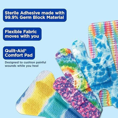 BAND-AID Flexible Fabric Pflaster, Steriler Wundschutz für kleine Schnitte, Schrammen & Verbrennungen, Erste-Hilfe-Set-Essential, lustige Tie-Dye-Designs, verschiedene Größen, 100 Stück