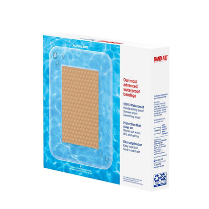 BAND-AID Marken-Pflaster, Klar, wasserdicht, steril, für kleine Wunden, Schnitte & Schrammen, mit Quilt-Aid-Pad zur Polsterung, XXL Wundabdeckungen, 6 Stück