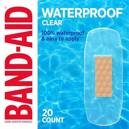 BAND-AID Klare wasserfeste Pflaster, steril, 20 Stück