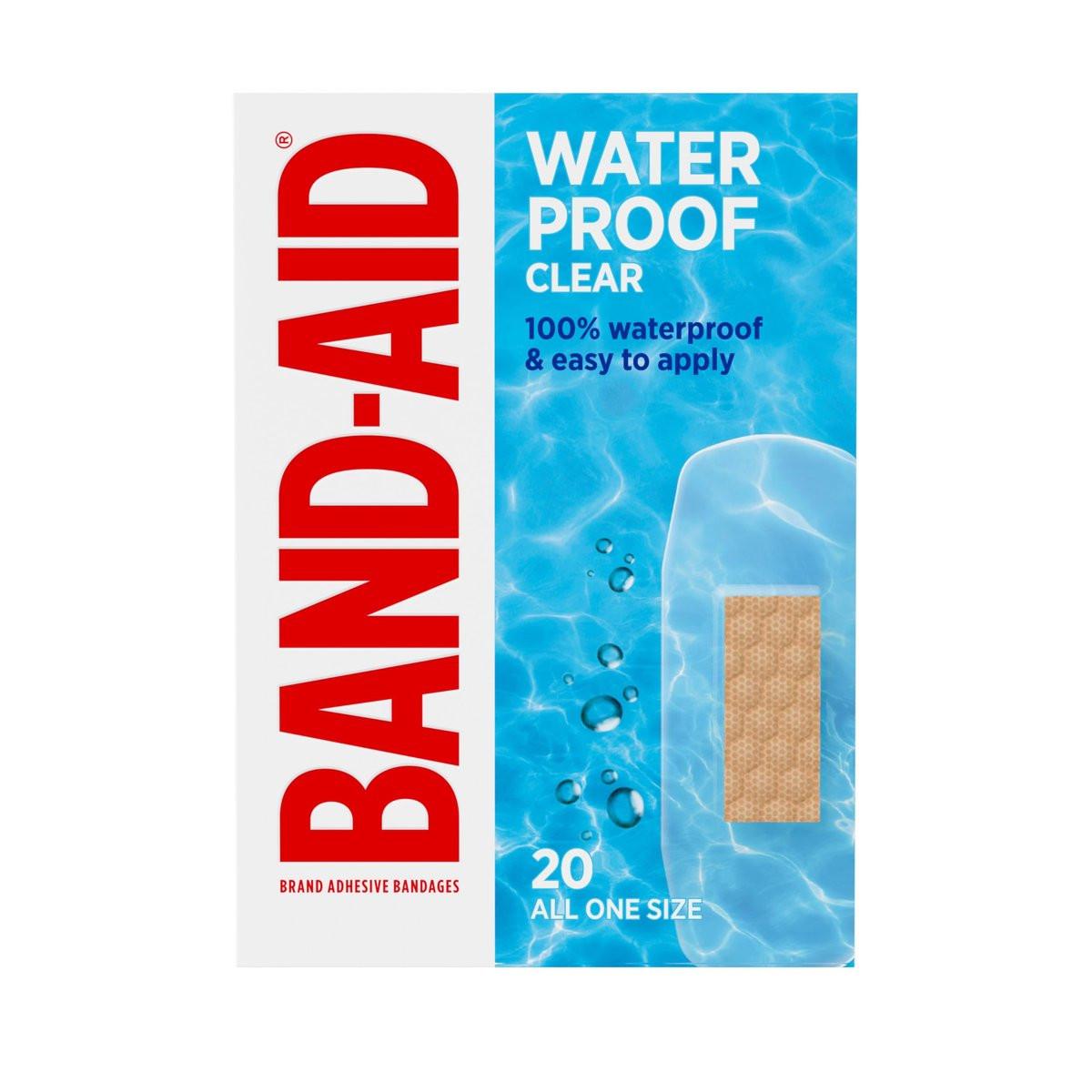 BAND-AID Klare wasserfeste Pflaster, steril, 20 Stück