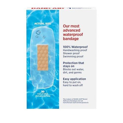 BAND-AID Klare wasserfeste Pflaster, steril, 20 Stück