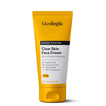 Geologie Clear Skin Feuchtigkeitscreme | Täglicher Moisturizer mit SPF15 für zu Akne neigende Haut | Azelainsäure, Niacinamid & Hyaluronsäure | Leicht & ölfrei | 60 ml