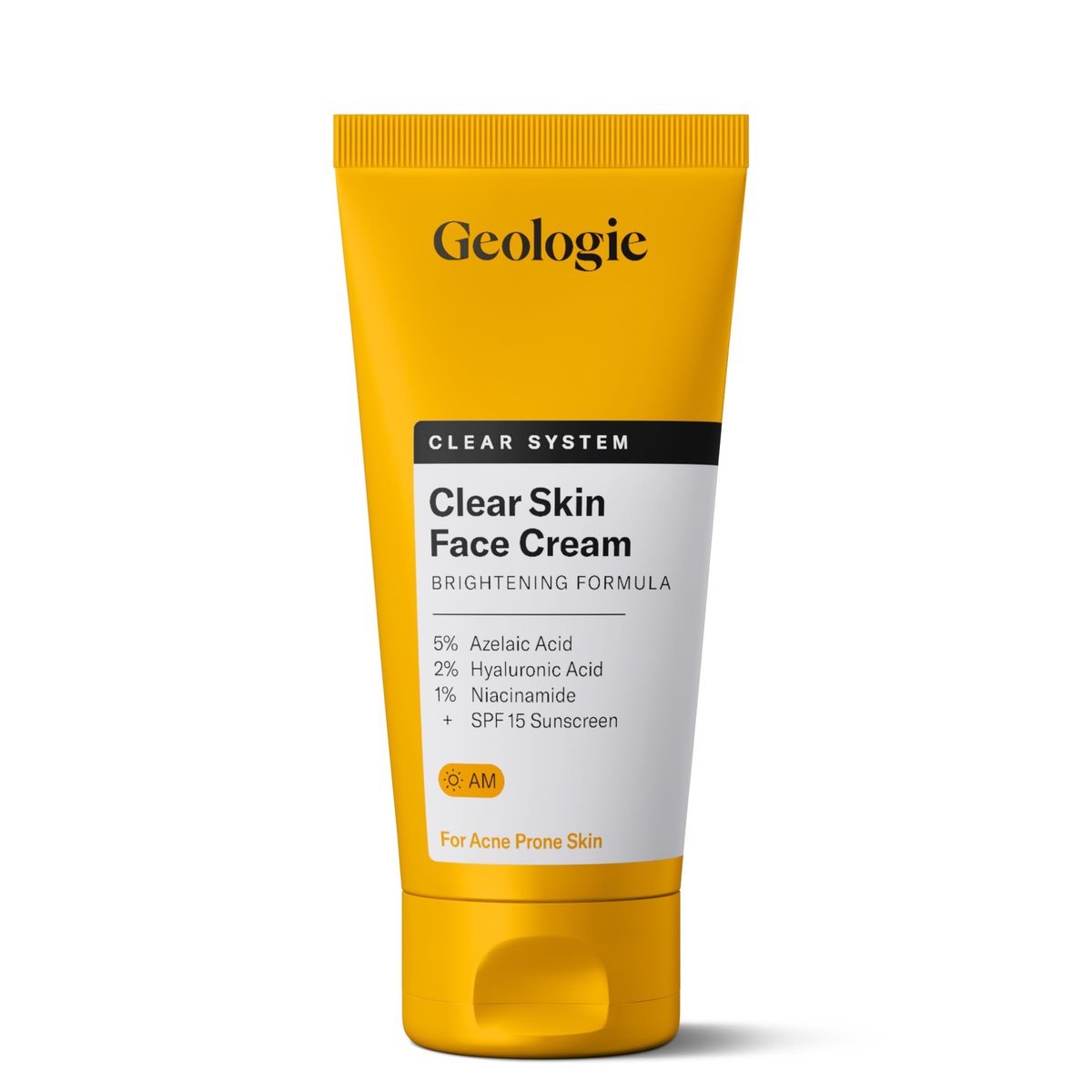 Geologie Clear Skin Feuchtigkeitscreme | Täglicher Moisturizer mit SPF15 für zu Akne neigende Haut | Azelainsäure, Niacinamid & Hyaluronsäure | Leicht & ölfrei | 60 ml