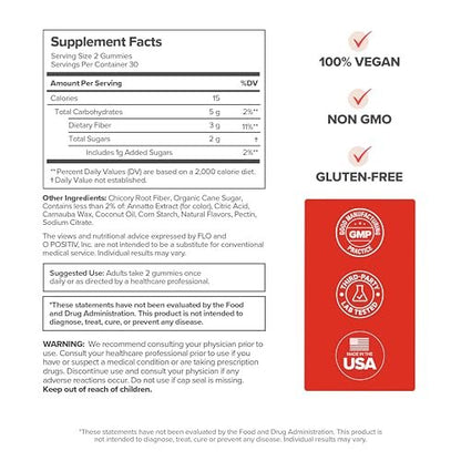 O Positiv URO Fiber Gummies für Erwachsene – 60 Stück – Präbiotikum mit Chicorée-Inulin – tägliche Ballaststoffe für die Verdauungsgesundheit – vegan & tierversuchsfrei