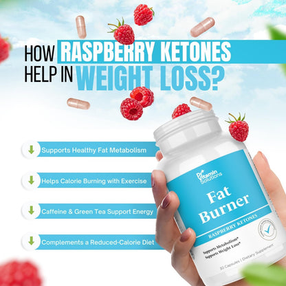 Fatburner für Frauen & Männer mit GLP-1 Unterstützung – Himbeer-Ketone, Grüner Tee, Thermogenese & Appetitzügler – Vegan, Nicht-GVO, 30-Tage-Vorrat