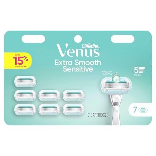 Gillette Venus Extra Smooth Sensitive Damenrasierer Klingen für empfindliche Haut, 5-Klingen-Nachfüllpackung, 7 Stück