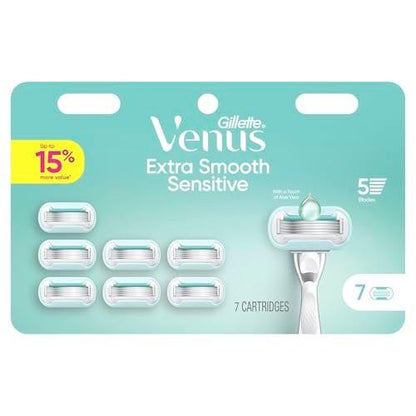 Gillette Venus Extra Smooth Sensitive Damenrasierer Klingen für empfindliche Haut, 5-Klingen-Nachfüllpackung, 7 Stück