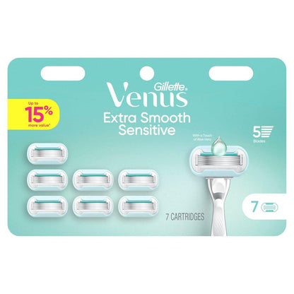 Gillette Venus Extra Smooth Sensitive Damenrasierer Klingen für empfindliche Haut, 5-Klingen-Nachfüllpackung, 7 Stück