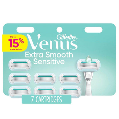 Gillette Venus Extra Smooth Sensitive Damenrasierer Klingen für empfindliche Haut, 5-Klingen-Nachfüllpackung, 7 Stück