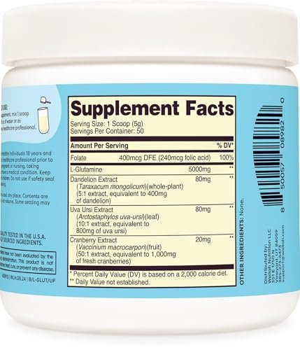 Wellah L-Glutamin Pulver Ungeschmackvoll (50 Portionen) - 5 g L-Glutamin pro Portion, mit Stevia gesüßt