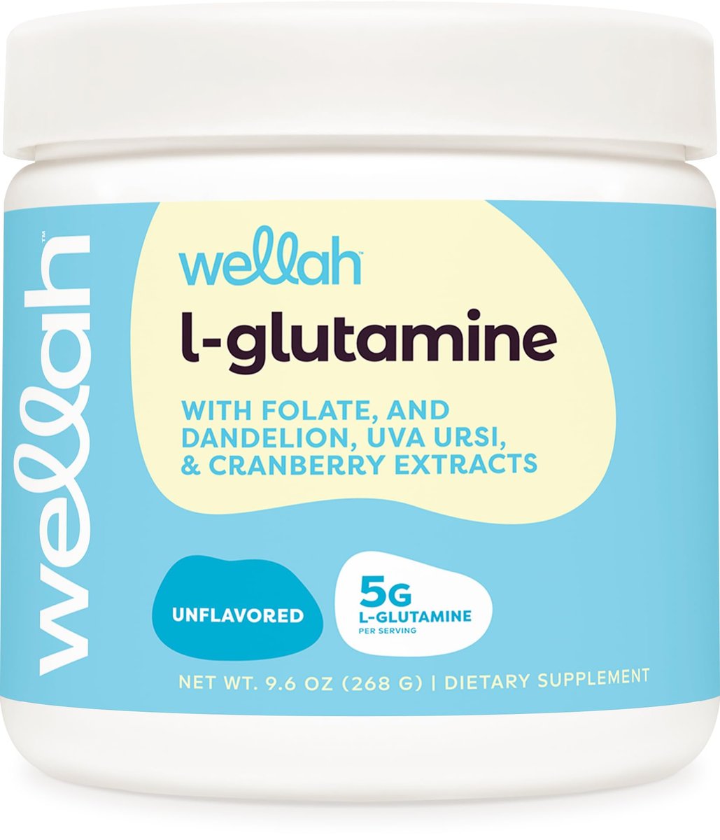 Wellah L-Glutamin Pulver Ungeschmackvoll (50 Portionen) - 5 g L-Glutamin pro Portion, mit Stevia gesüßt